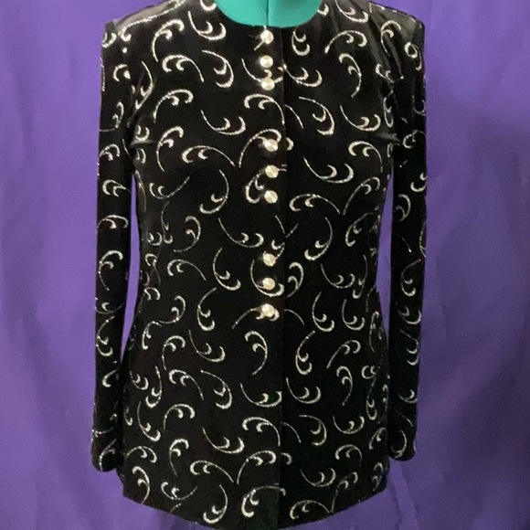JBS ltd Jackets & Blazers - Beautiful JBS ltd black velvet jacket with silver buttons and sparkle, size S